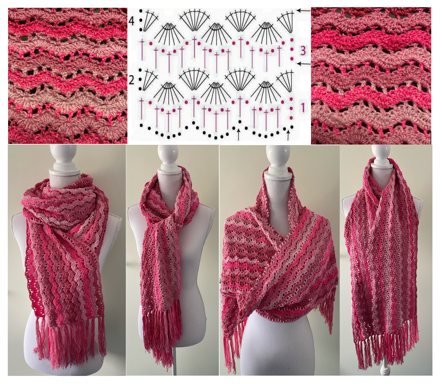 omslagdoek met gratis Haakdiagram