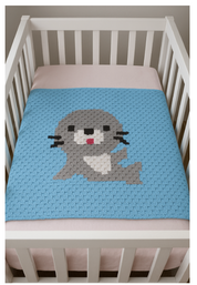 Haakpatroon voor babydeken met Zeehondje 92cm x 96cm (B11)