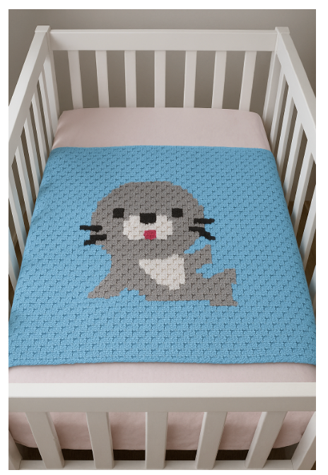 Haakpatroon voor babydeken met Zeehondje 92cm x 96cm (B11)