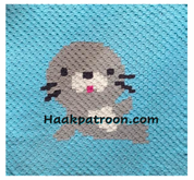 Haakpatroon voor babydeken met Zeehondje 92cm x 96cm (B11)