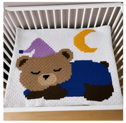 Haakpatroon voor Boxkleed/Kinderdeken met Slapende Beer  120cm x 125 (B6)
