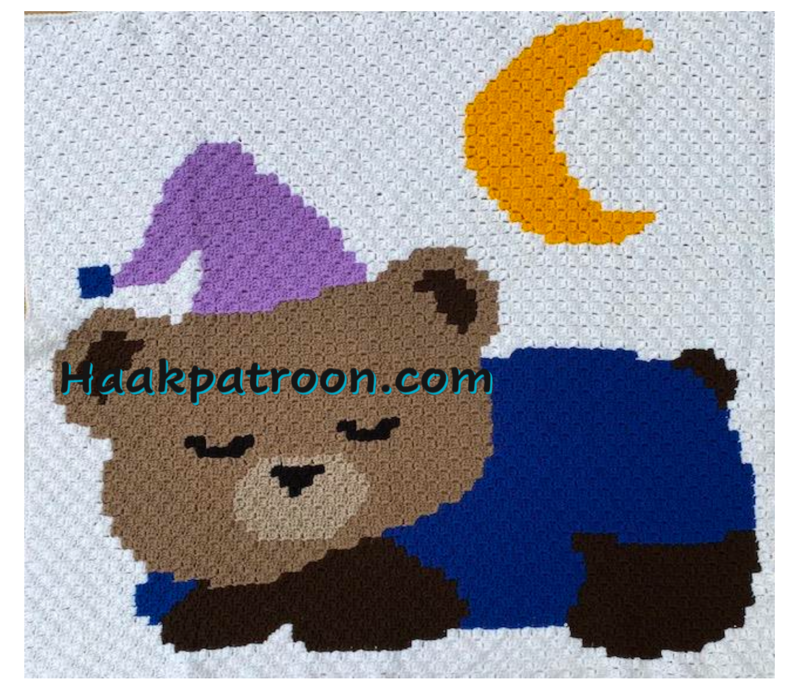 Haakpatroon voor Boxkleed/Kinderdeken met Slapende Beer  120cm x 125 (B6)