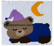 Haakpatroon voor Boxkleed/Kinderdeken met Slapende Beer  120cm x 125 (B6)