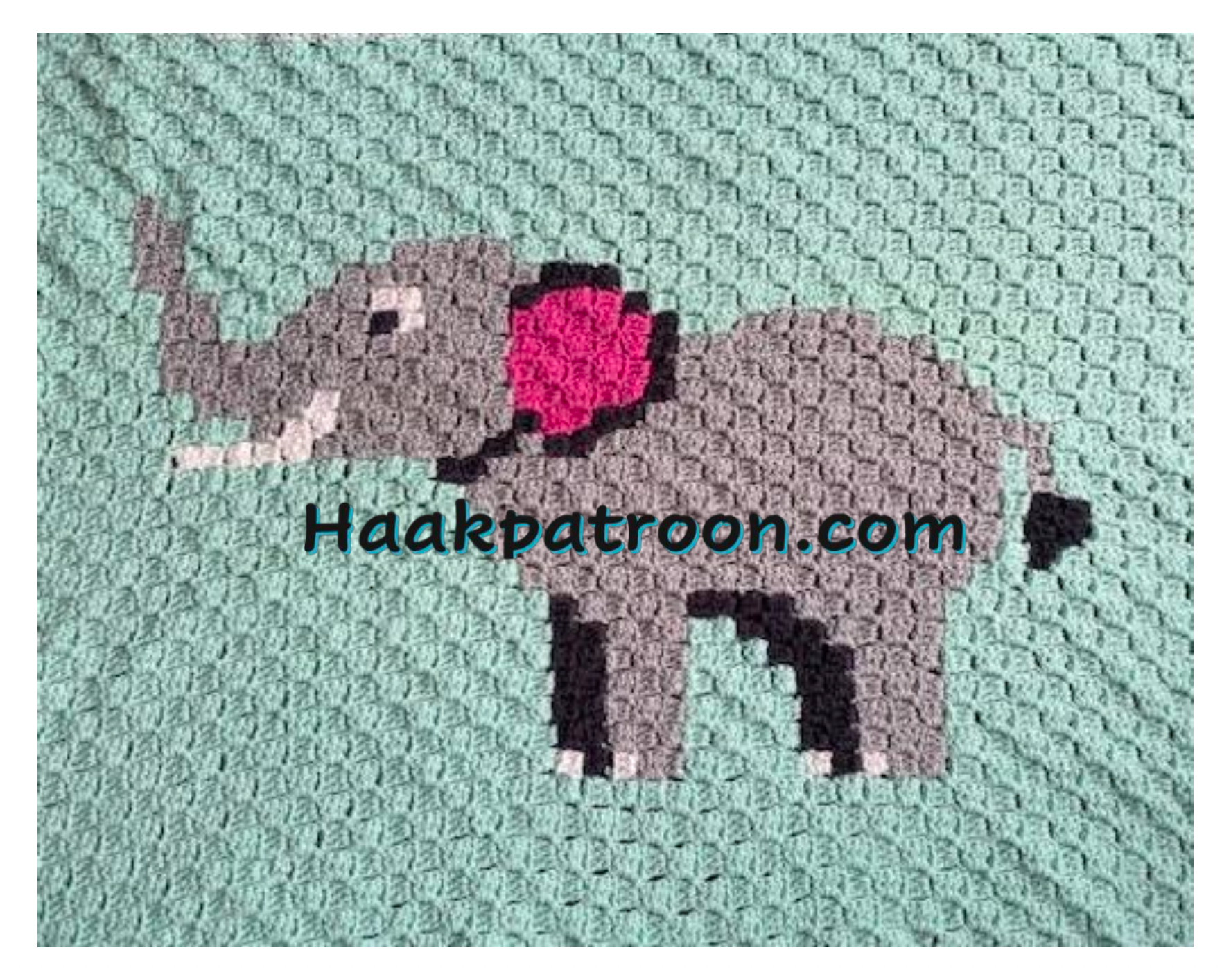 Haakpatroon voor babydeken met grote Olifant 70cm x 84cm (B18)