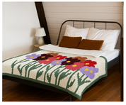 Haakpatroon Deken/Bedsprei met veldbloemen 140cm x 225cm (D2)