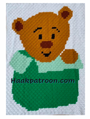 "pixel crochet bear in box childblanket C2C"