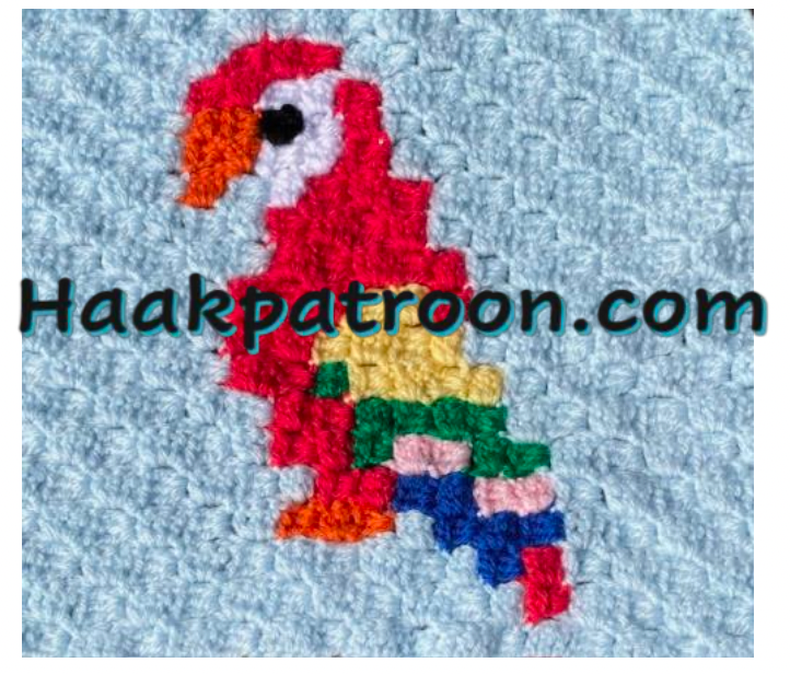 Haakpatroon De Papegaai  23cm x 23 cm (L2.7)